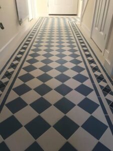 Victorian style floor tiling in a hall